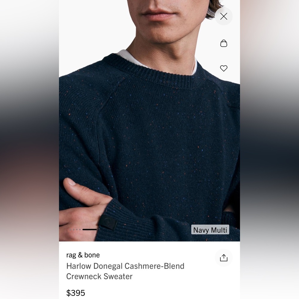 Rag & Bone Harlow Donegal Cashmere-Blend Crewneck Sweater